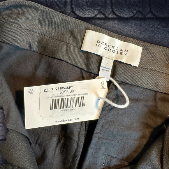 NWT Derek Lam 10 Crosby ‘Camryn’ Ruched Slim Pant in Black Size 0 - Picture 4 of 16